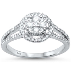 DIAMOND CLOSEOUT!  .54ct 14kt White Gold Round Halo Diamond Engagement Promise Ring Size 6.5