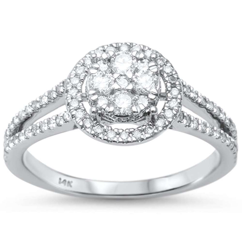 DIAMOND CLOSEOUT!  .54ct 14kt White Gold Round Halo Diamond Engagement Promise Ring Size 6.5