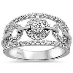 DIAMOND  CLOSEOUT! .61ct 14k White Gold Diamond Statement Ring Size 6.5