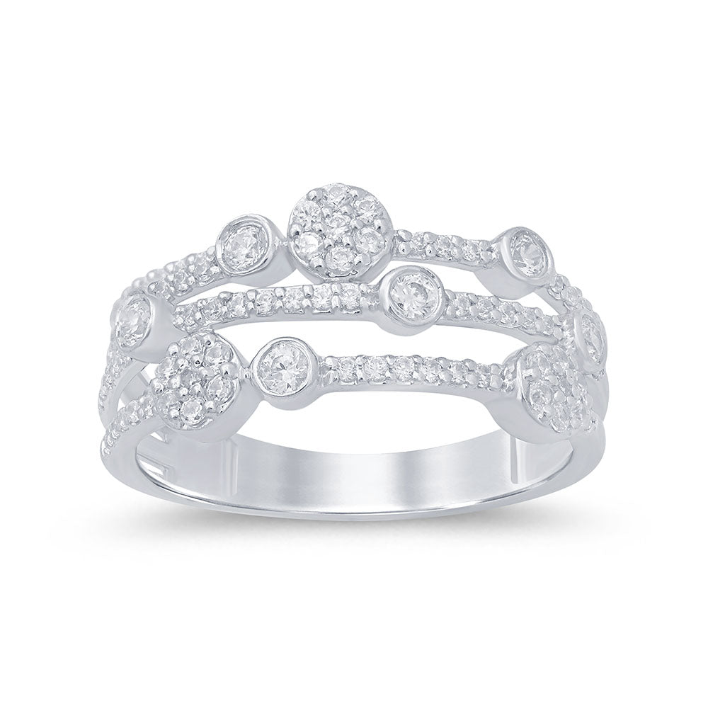 DIAMOND CLOSEOUT! .50ct 14k White Gold Multi Layer Diamond Ring Band Size 6.5