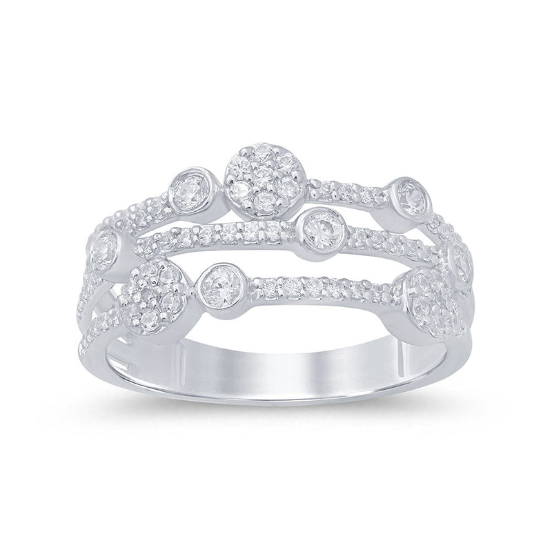 DIAMOND CLOSEOUT! .50ct 14k White Gold Multi Layer Diamond Ring Band Size 6.5