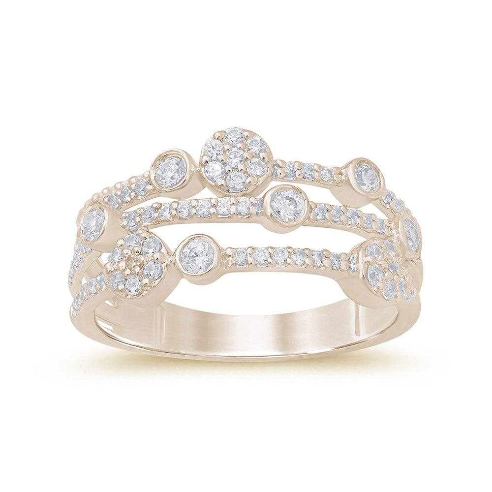 SPECIAL! .49ct 14k Yellow Gold Multi Layer Diamond Ring Band Size 6.5