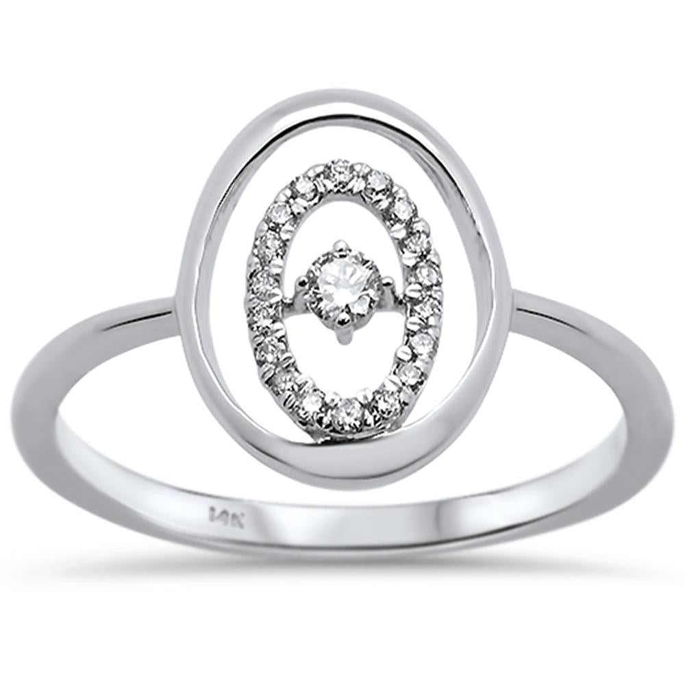 DIAMOND CLOSEOUT! .13ct 14k White Gold Diamond Oval Trendy Ring Size 6.5