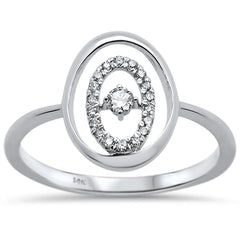DIAMOND CLOSEOUT! .13ct 14k White Gold Diamond Oval Trendy Ring Size 6.5
