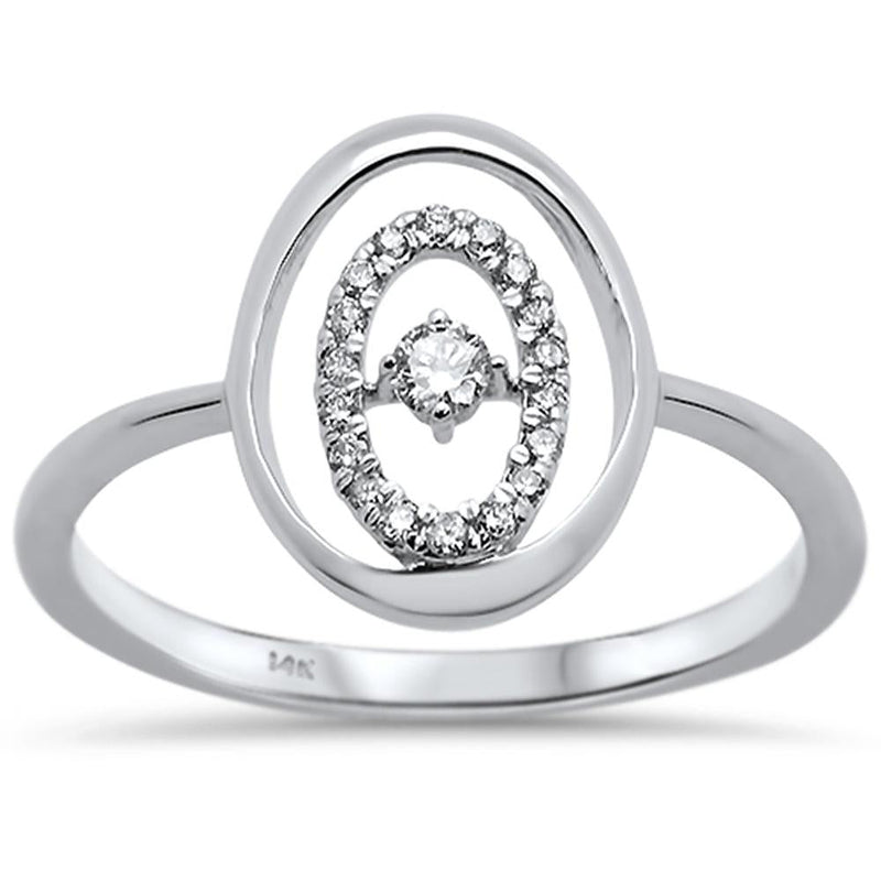 DIAMOND CLOSEOUT! .13ct 14k White Gold Diamond Oval Trendy Ring Size 6.5