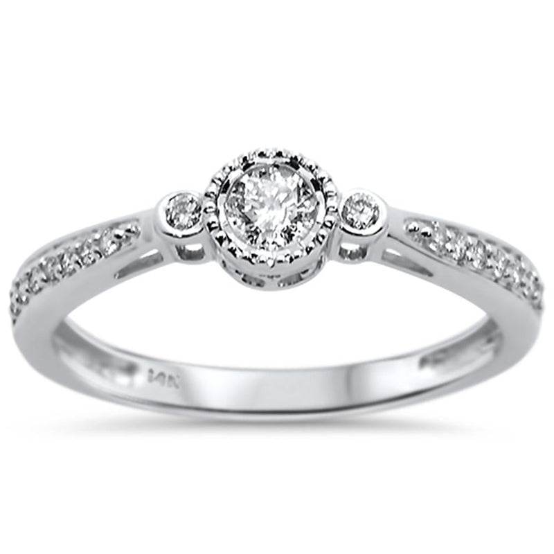 DIAMOND CLOSEOUT! .26ct 14k White Gold Round Diamond Solitaire Promise Ring Size 6.5