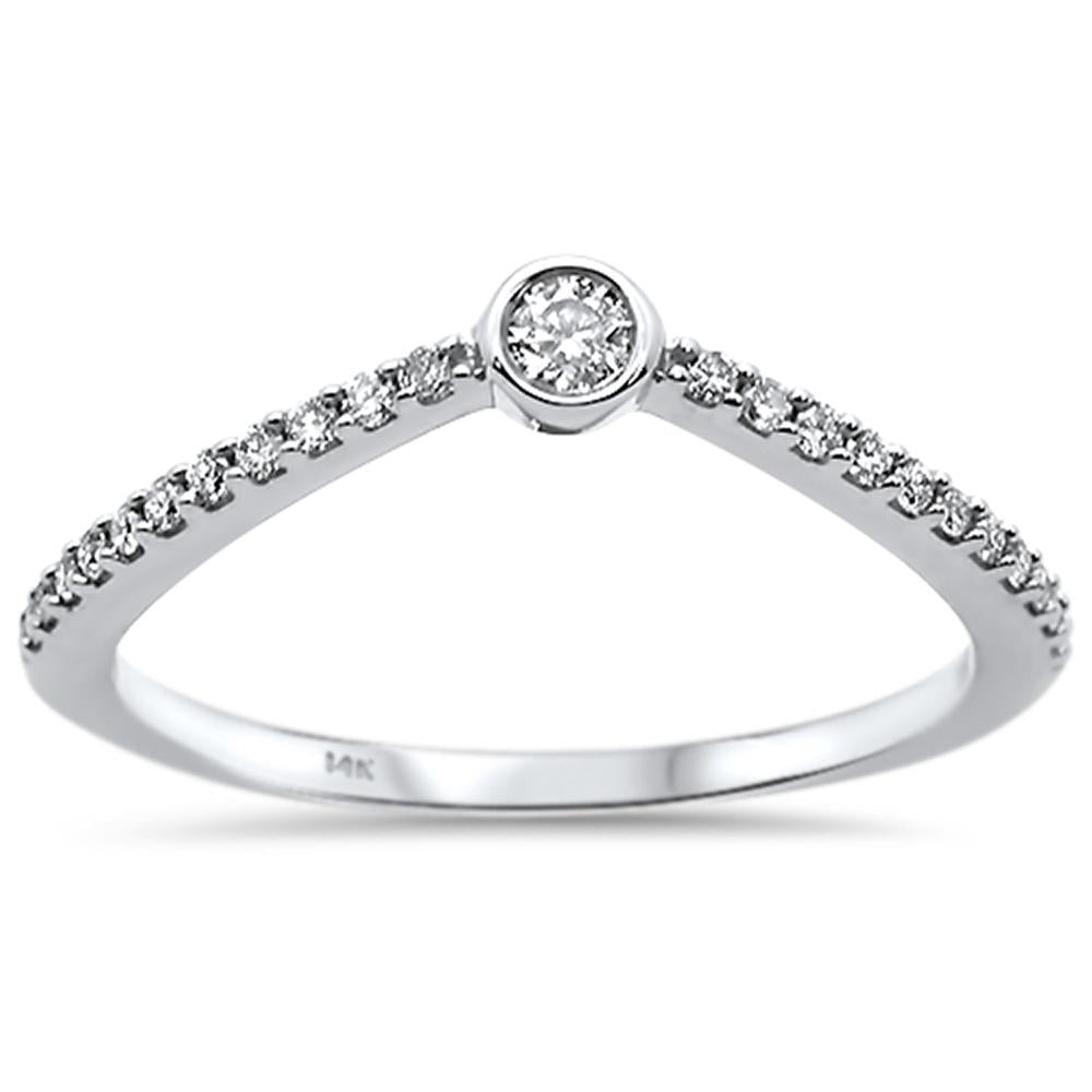 DIAMOND CLOSEOUT! .17ct 14k White Gold Diamond Trendy Chevron Ring Size 6.5