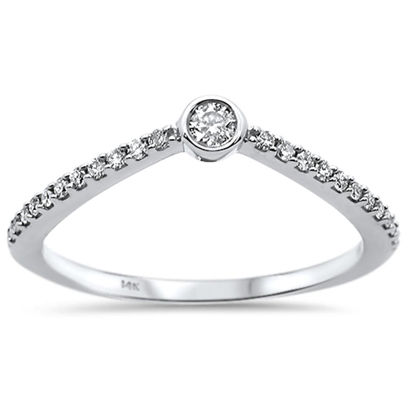 DIAMOND CLOSEOUT! .17ct 14k White Gold Diamond Trendy Chevron Ring Size 6.5