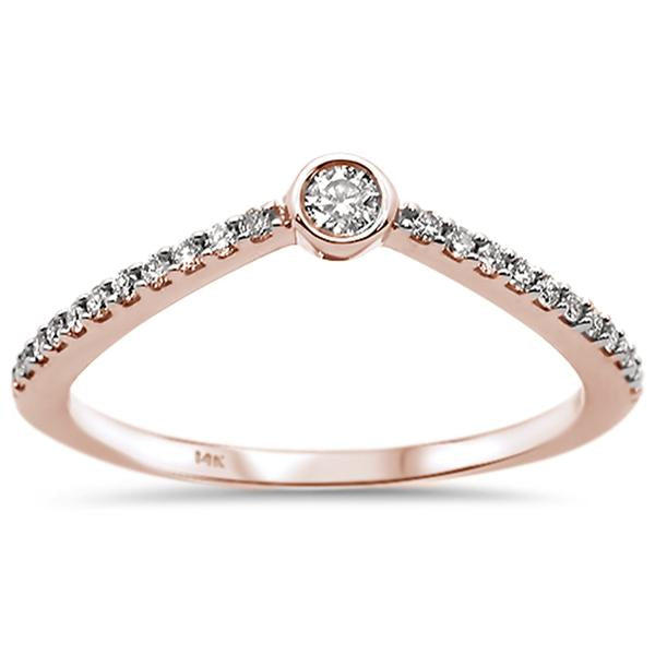 DIAMOND CLOSEOUT! .17ct 14k Rose Gold Diamond Chevron Trendy Ring Size 6.5