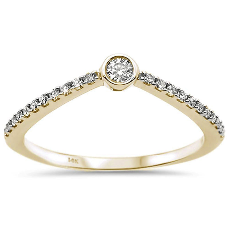 DIAMOND CLOSEOUT! .17ct 14k Yellow Gold Diamond Chevron Trendy Ring Size 6.5