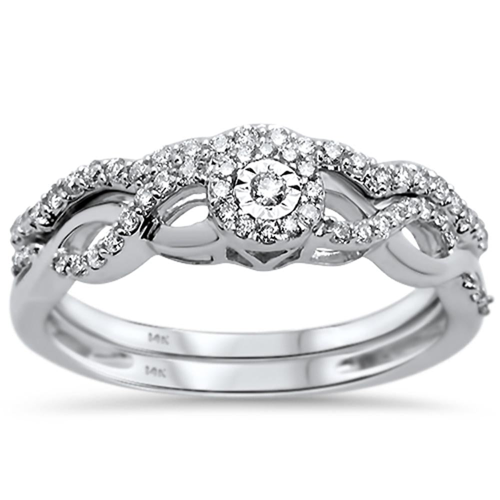 DIAMOND CLOSEOUT!  .31ct 14k White Gold Diamond Infinity Band Engagement Bridal Set Size 6.5