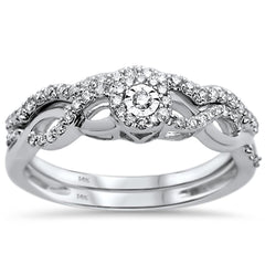DIAMOND CLOSEOUT!  .31ct 14k White Gold Diamond Infinity Band Engagement Bridal Set Size 6.5