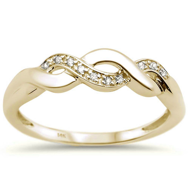 DIAMOND  CLOSEOUT! .03ct 14k Yellow Gold Diamond Infinity Band Ring Size 6.5
