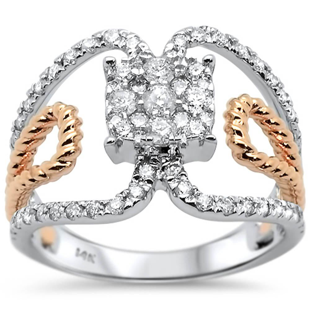 DIAMOND CLOSEOUT! .92ct 14k Two Tone Statement Modern Diamond Rinze 6.5