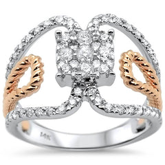 DIAMOND CLOSEOUT! .92ct 14k Two Tone Statement Modern Diamond Rinze 6.5