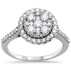 DIAMOND CLOSEOUT! .92ct 14k White Gold Round Diamond Engagement Rinze 6.5