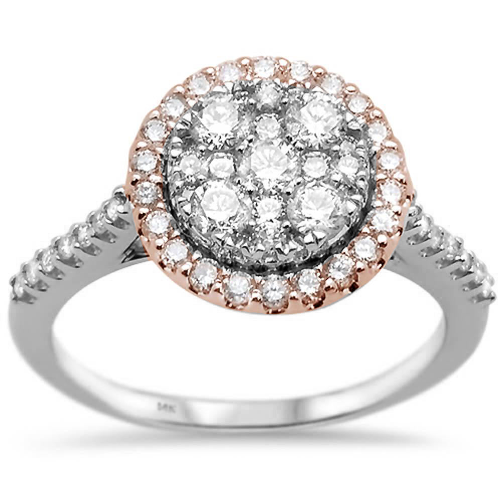 DIAMOND  CLOSEOUT! .95ct 14k Two Tone Round Diamond Solitaire Ring Size 6.5