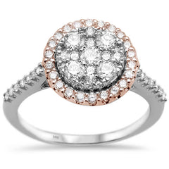 DIAMOND  CLOSEOUT! .95ct 14k Two Tone Round Diamond Solitaire Ring Size 6.5