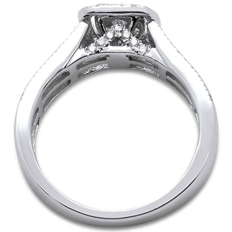 DIAMOND CLOSEOUT!  .95ct 14k White Gold Square Diamond Engagement Ring Size 6.5