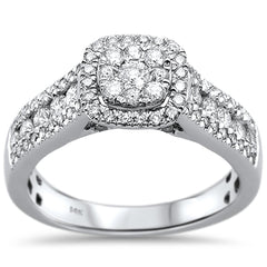DIAMOND CLOSEOUT!  .95ct 14k White Gold Square Diamond Engagement Ring Size 6.5