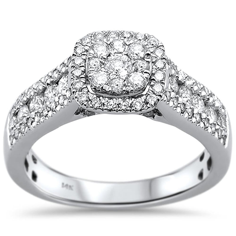 DIAMOND CLOSEOUT!  .95ct 14k White Gold Square Diamond Engagement Ring Size 6.5