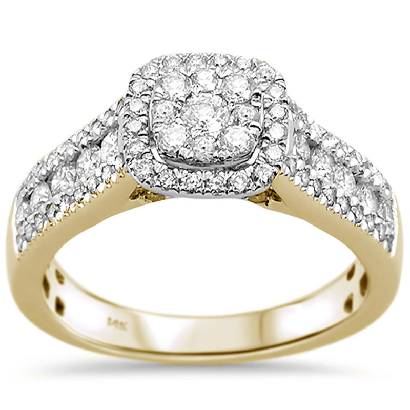 DIAMOND CLOSEOUT!  .95ct 14k Yellow Gold Square Diamond Engagement Ring Size 6.5