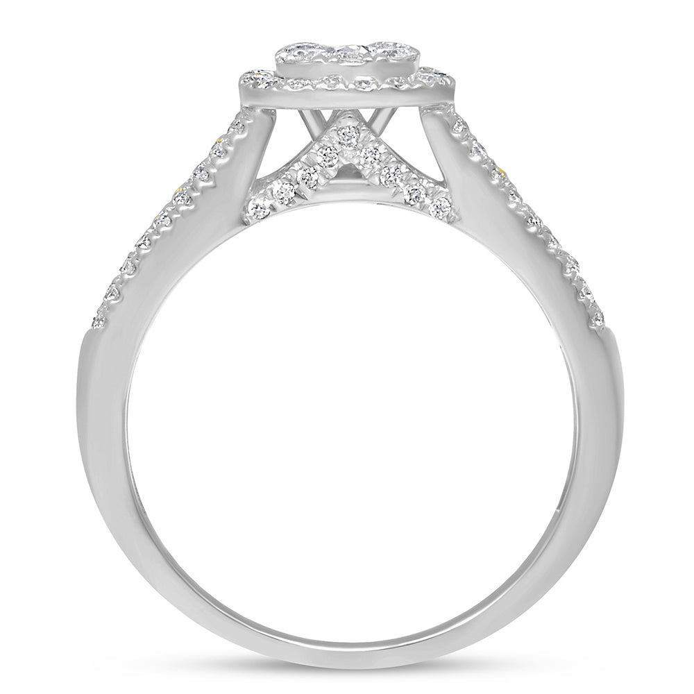 DIAMOND CLOSEOUT!  .95ct 14k White Gold Square Diamond Engagement Ring Size 6.5