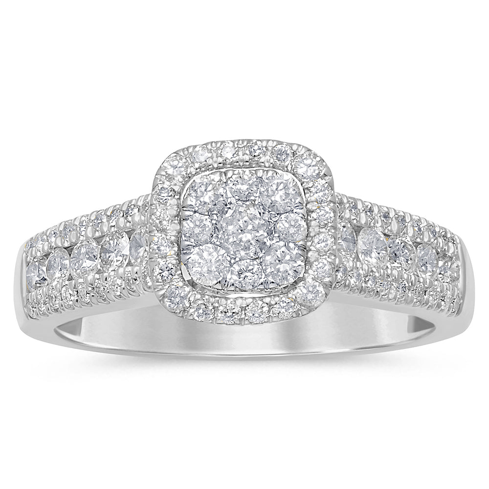 DIAMOND CLOSEOUT!  .95ct 14k White Gold Square Diamond Engagement Ring Size 6.5