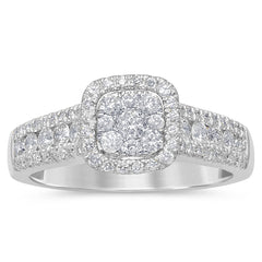 DIAMOND CLOSEOUT!  .95ct 14k White Gold Square Diamond Engagement Ring Size 6.5