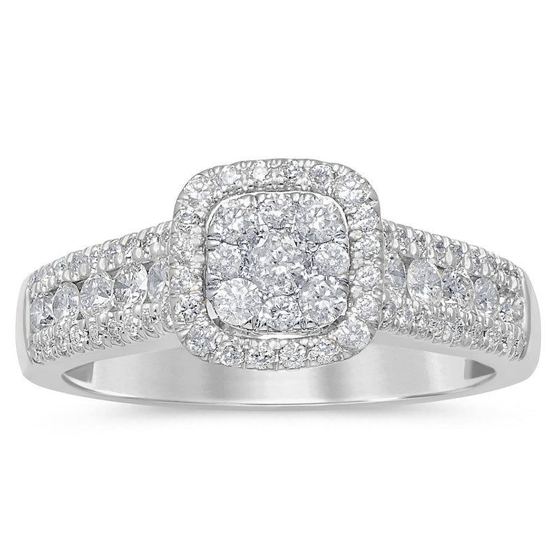 DIAMOND CLOSEOUT!  .95ct 14k White Gold Square Diamond Engagement Ring Size 6.5