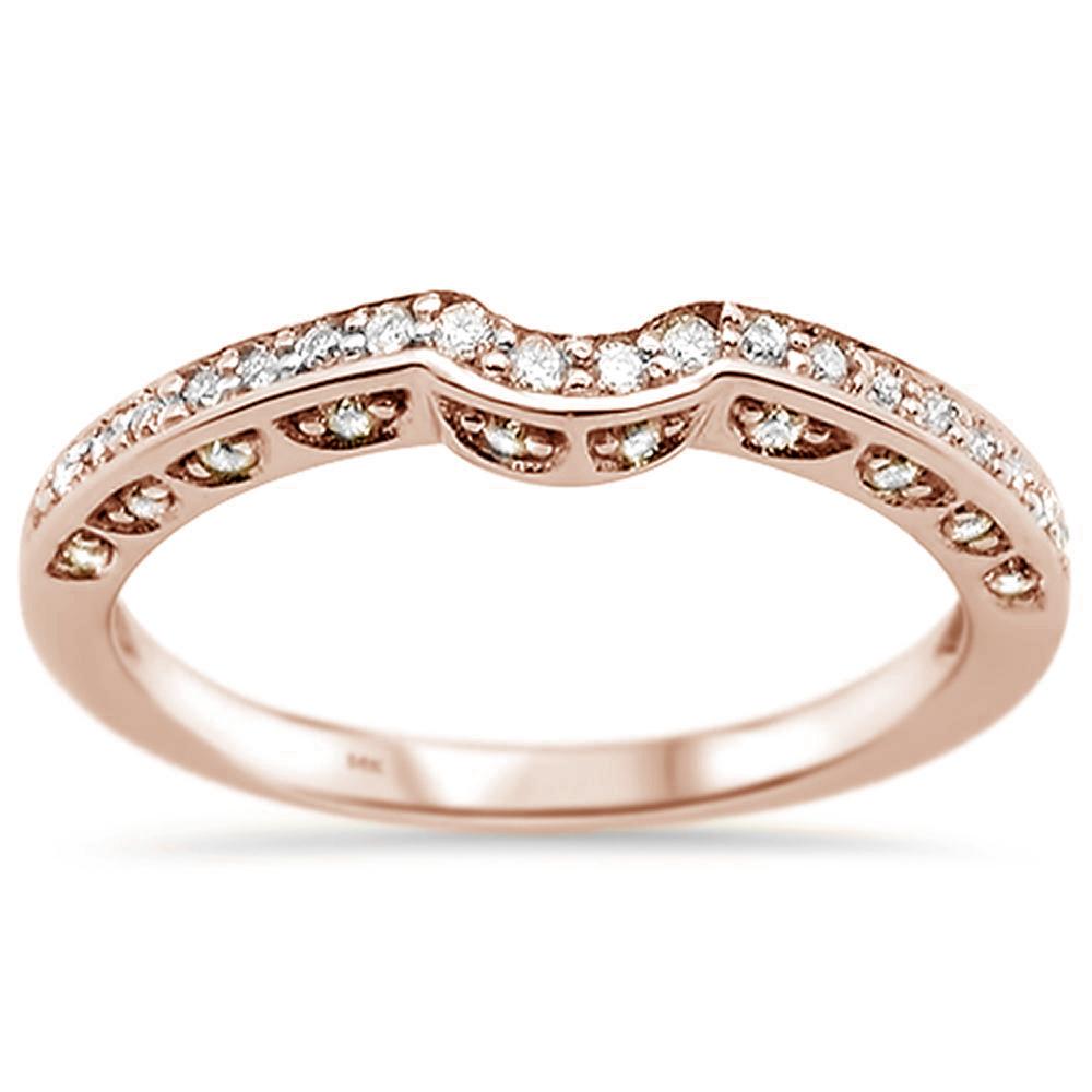 SPECIAL!.22ct 14k Rose Gold Diamond Curved Accent Anniversary Wedding Band Ring