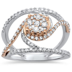 DIAMOND CLOSEOUT! .90ct 14k Two Tone Gold Statement Diamond Ring Size 6.5