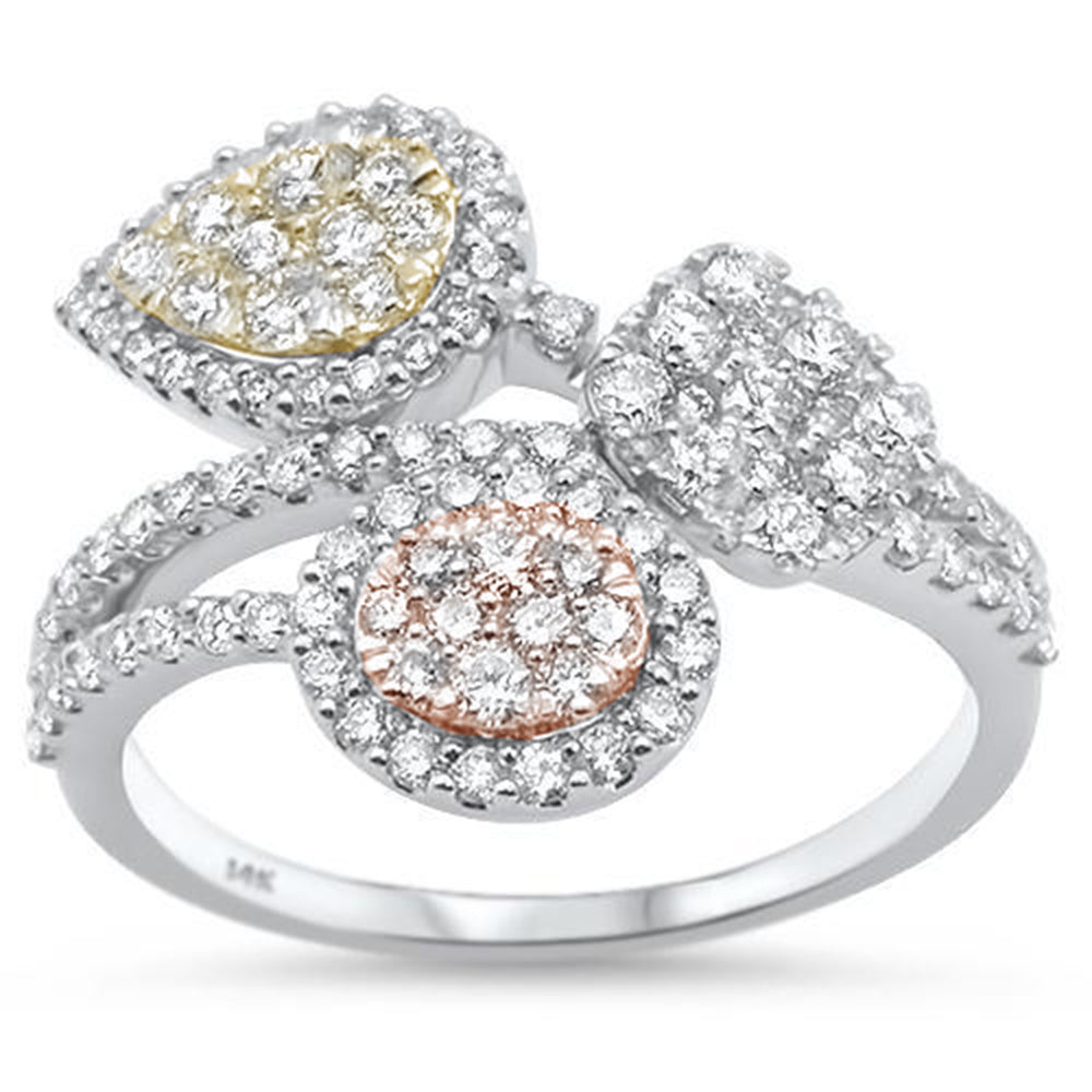 DIAMOND CLOSEOUT!  1.11ct 14k 3 Tone Gold Diamond Fashion Elegant Ring Size 6.5