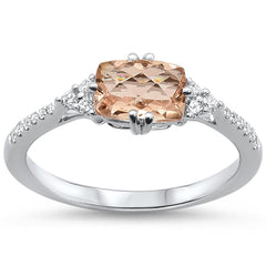 GEMSTONE CLOSEOUT! 1.03cts 14k White gold Cushion Morganite & Diamond Ring Size 6.5