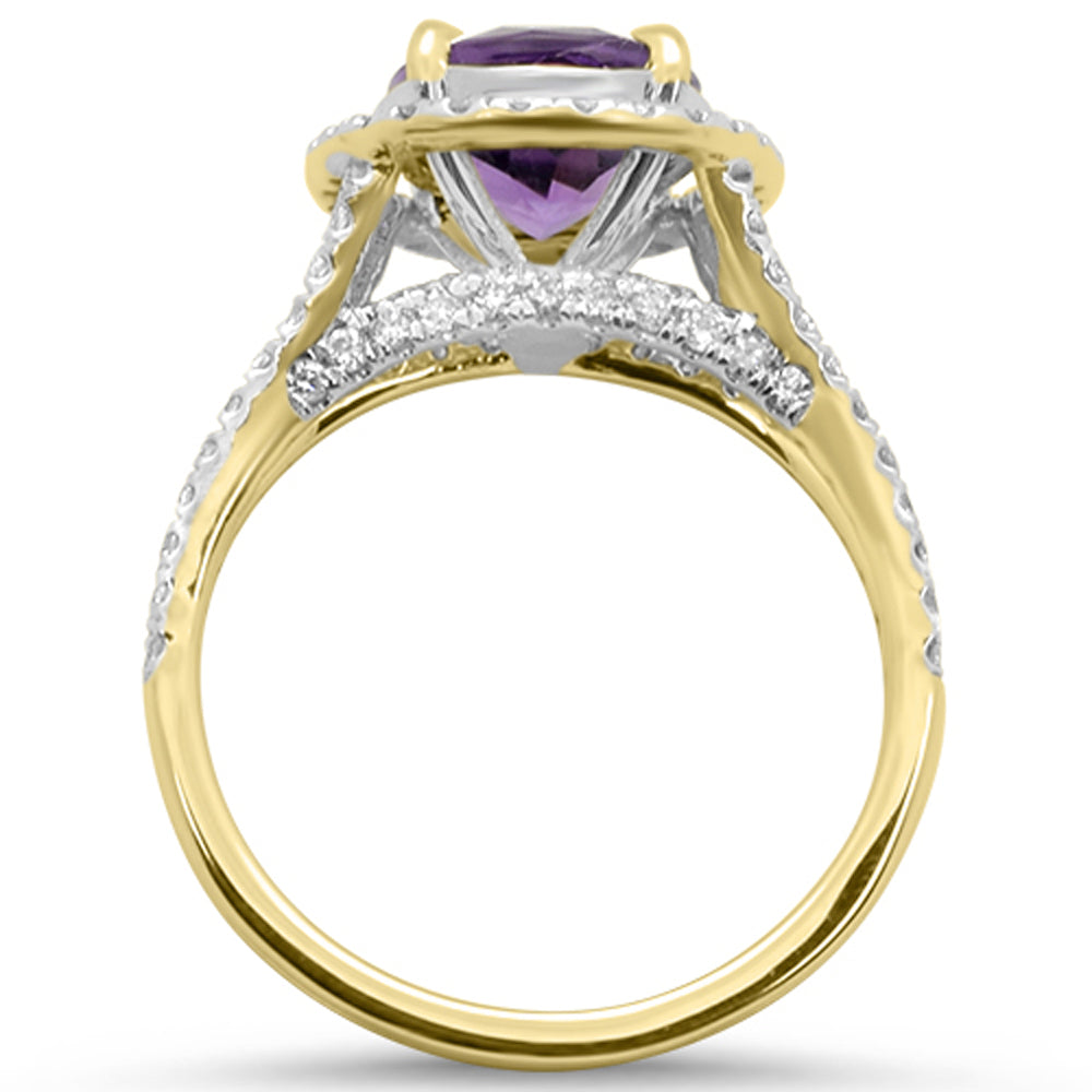 GEMSTONE CLOSEOUT!  2.71cts 10k Yellow Gold Oval Amethyst Diamond Ring Size 6.5