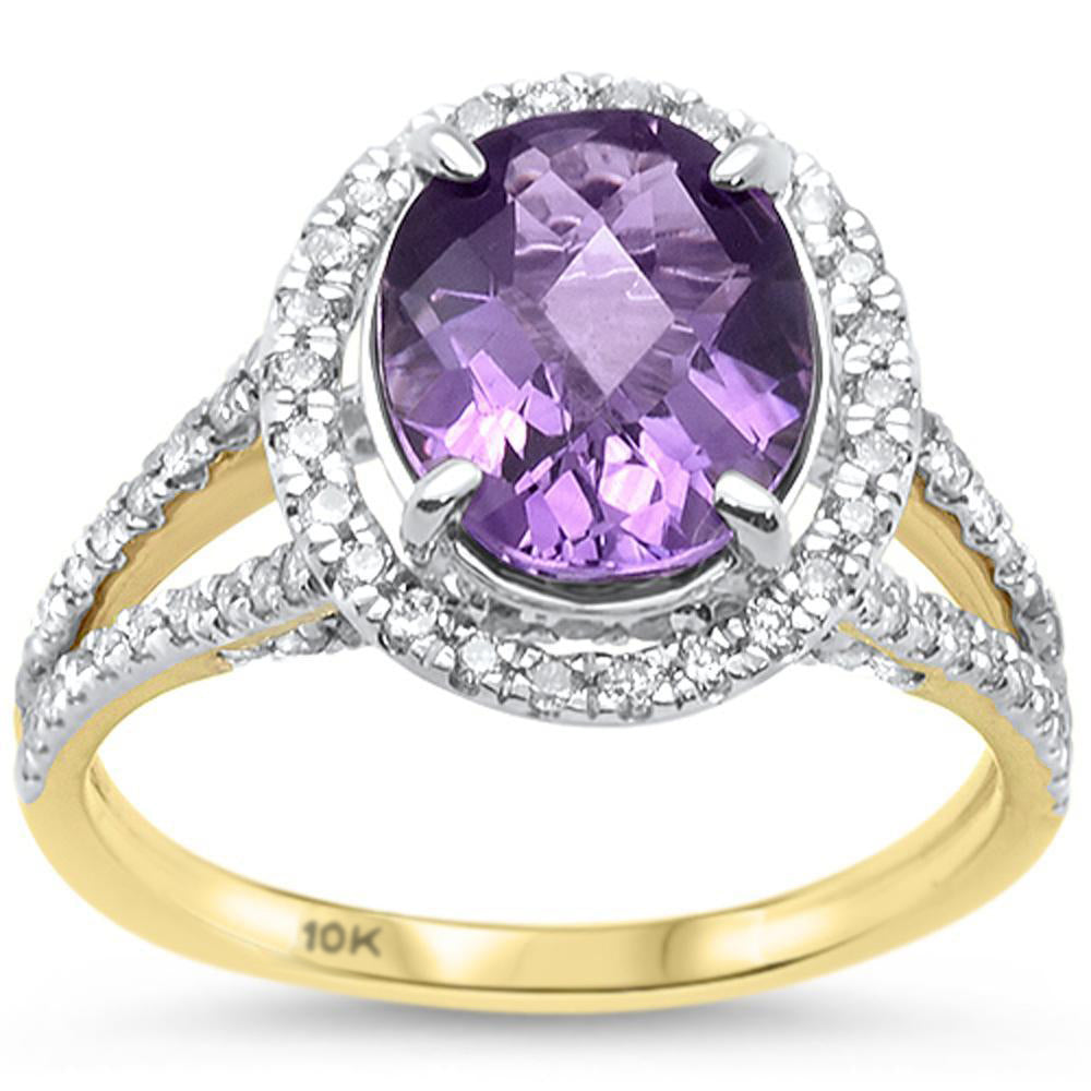 GEMSTONE CLOSEOUT!  2.71cts 10k Yellow Gold Oval Amethyst Diamond Ring Size 6.5
