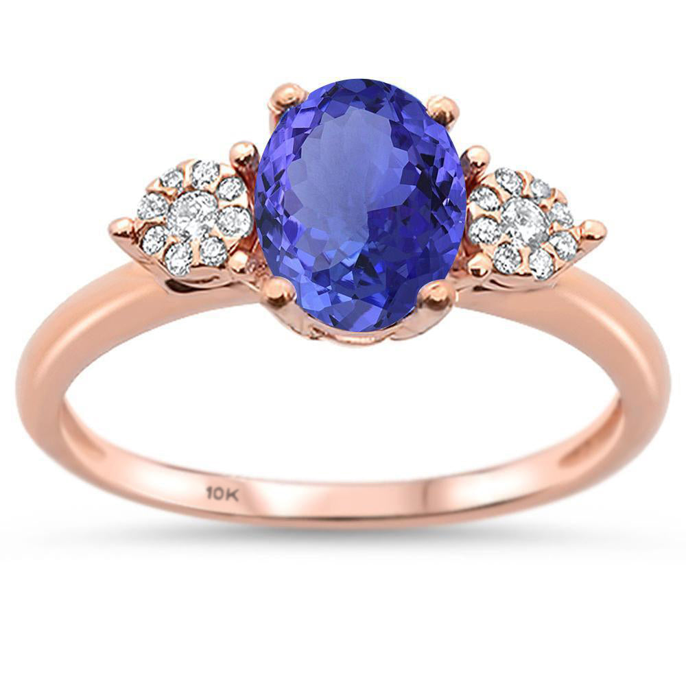 GEMSTONE CLOSEOUT ! 1.37cts 10k Rose Gold Oval Tanzanite & Diamond Ring Size 6.5