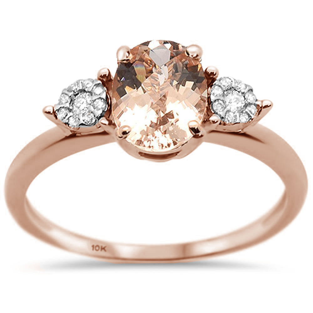 GEMSTONE CLOSEOUT ! 1.31ct 10K Rose Gold Natural Morganite & Diamond Ring Size 6.5