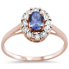 GEMSTONE CLOSEOUT ! .86ct 10K Rose Gold Oval Tanzanite & Diamond Ring Size 6.5