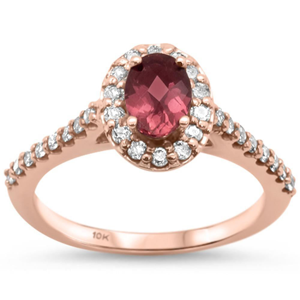 GEMSTONE CLOSEOUT!  1.14cts 10k Rose Gold Pink Tourmaline & Diamond Halo Ring