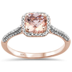 GEMSTONE CLOSEOUT ! 1.03cts 10k Rose Gold Cushion Morganite & Diamond Ring Size 6.5