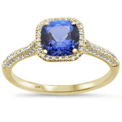 GEMSTONE CLOSEOUT ! 1.15ct 10K Yellow Gold Cushion Tanzanite & Diamond Ring Size 6.5