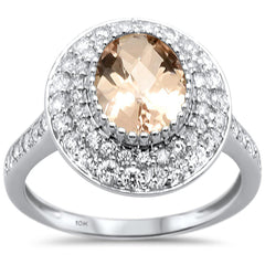 GEMSTONE CLOSEOUT!  2.14cts 10k White gold Oval Morganite Diamond Ring Size 6.5