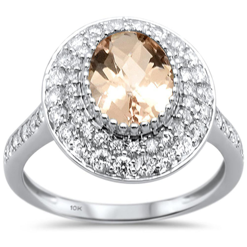 GEMSTONE CLOSEOUT!  2.14cts 10k White gold Oval Morganite Diamond Ring Size 6.5