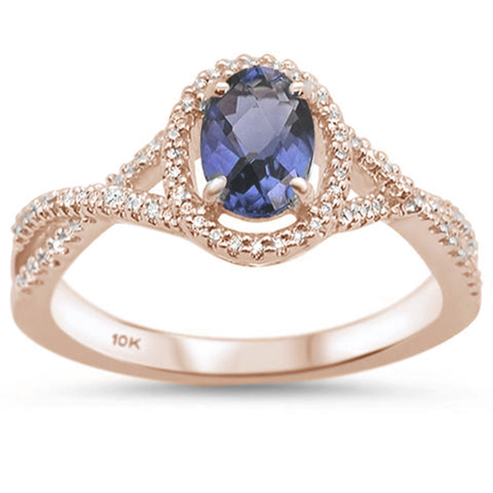 GEMSTONE CLOSEOUT!  .79ct 10K Rose Gold Natural Tanzanite & Diamond Ring Size 6.5