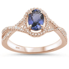 GEMSTONE CLOSEOUT!  .79ct 10K Rose Gold Natural Tanzanite & Diamond Ring Size 6.5