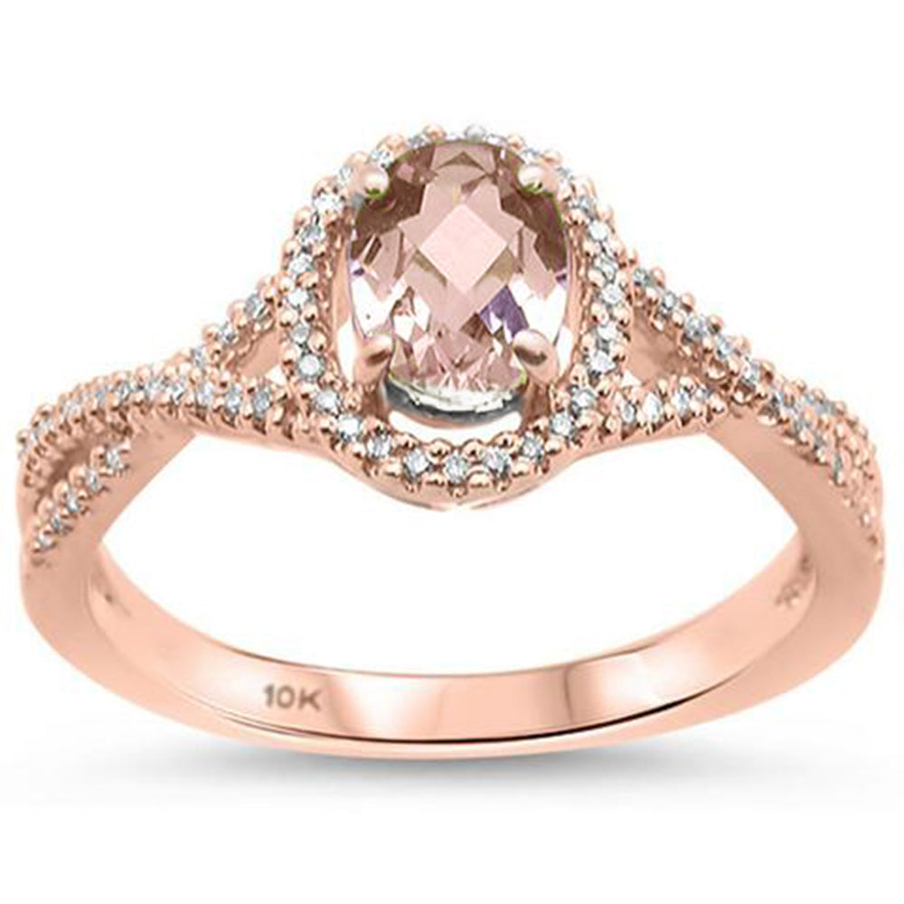 DIAMOND CLOSEOUT! .74ct 10K Rose Gold Natural Morganite & Diamond Ring