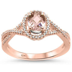 DIAMOND CLOSEOUT! .74ct 10K Rose Gold Natural Morganite & Diamond Ring