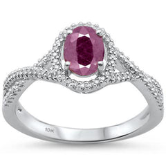 DIAMOND CLOSEOUT! 1.22ct 10K White Gold Ruby & Diamond Ring Size 6.5
