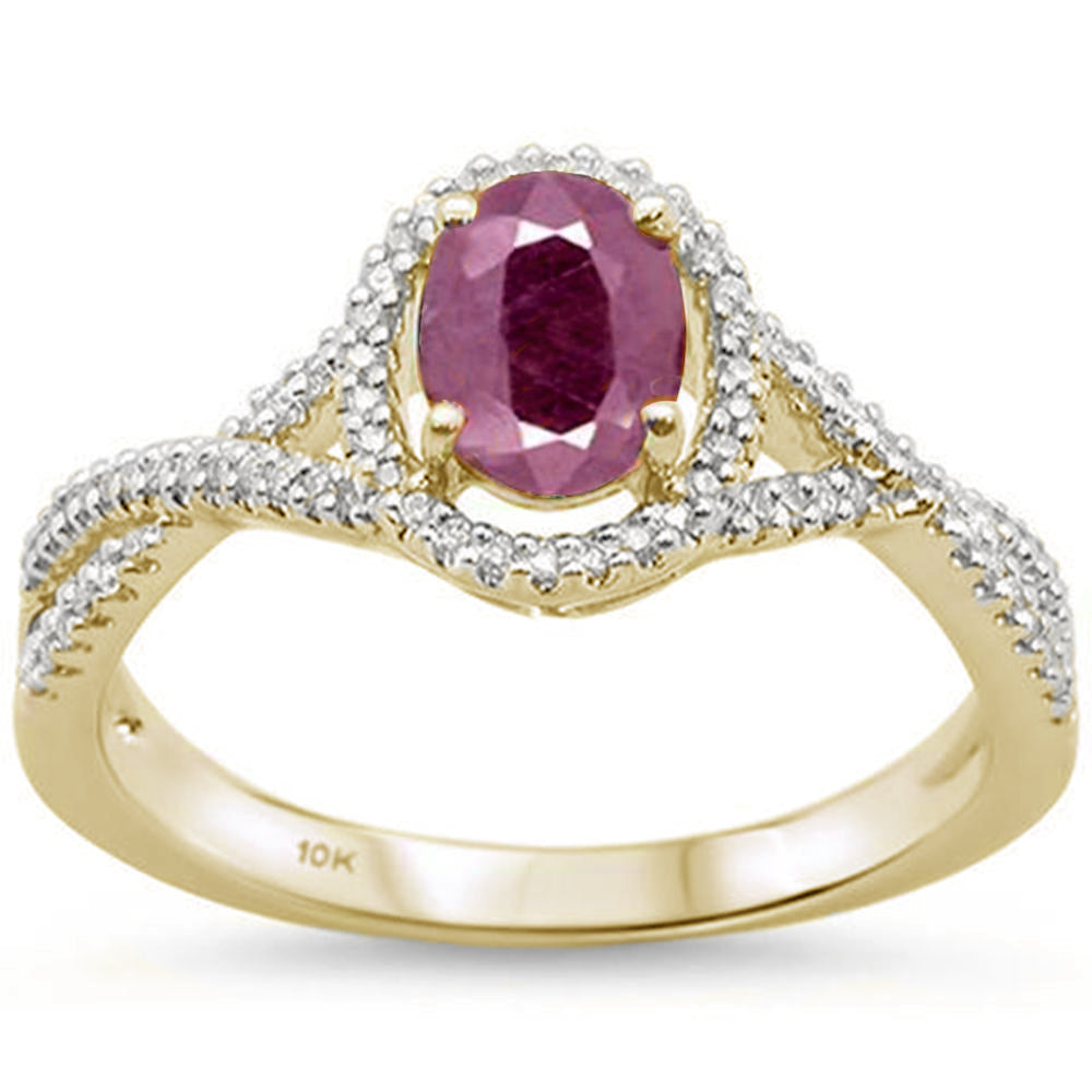 DIAMOND CLOSEOUT! 0.93ct 10K Yellow Gold Ruby & Diamond Ring Size 6.5